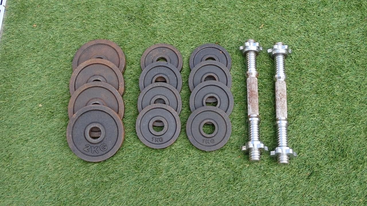 Fitness set: Halters, gewichten en push-up steunen, Ophalen, Gebruikt, Armen, Dumbbell