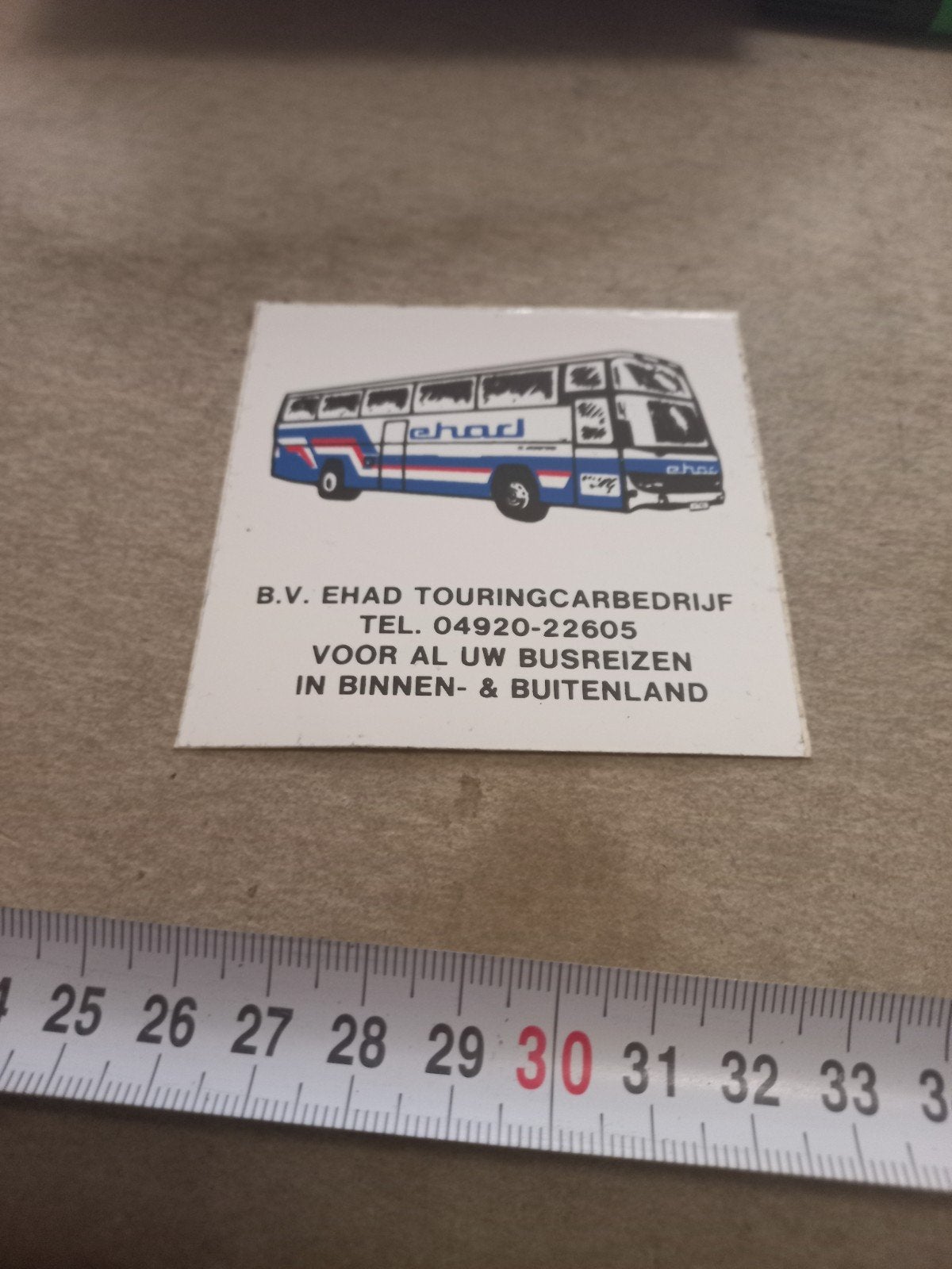 Vintage Ehad Touringcarbedrijf Bus Sticker, Verzamelen, Ophalen of Verzenden, Gebruikt