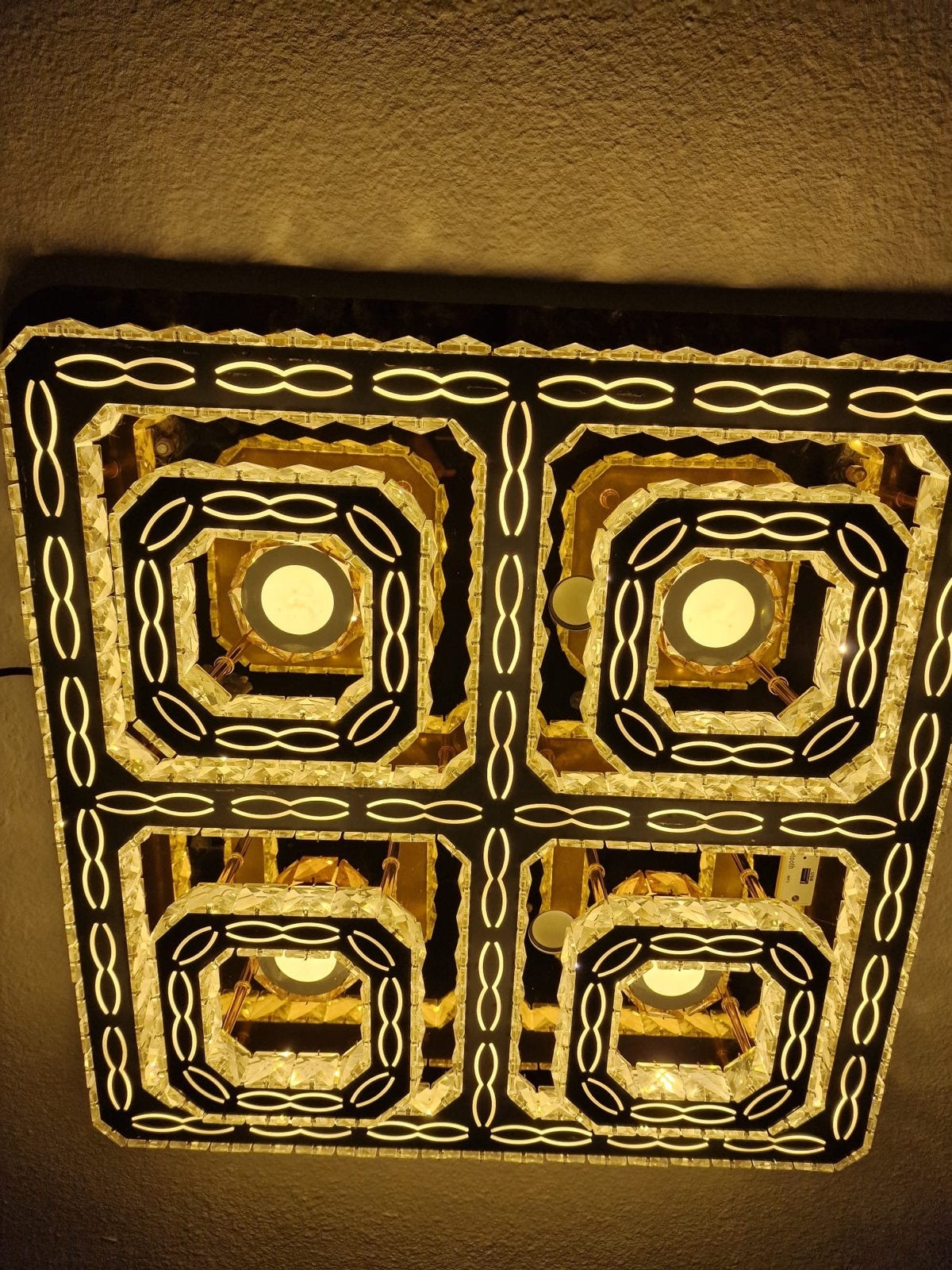 Moderne Plafondlamp met Kristallen Decoratie, Huis en Inrichting, Ophalen, Modern, Zwart, LED