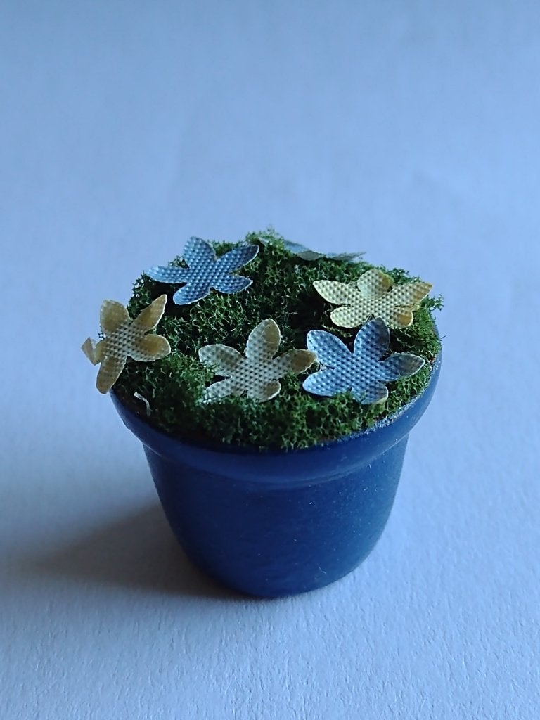 plantje in blauwe bloempot / miniatuur, Ophalen, Nieuw, Decoratie