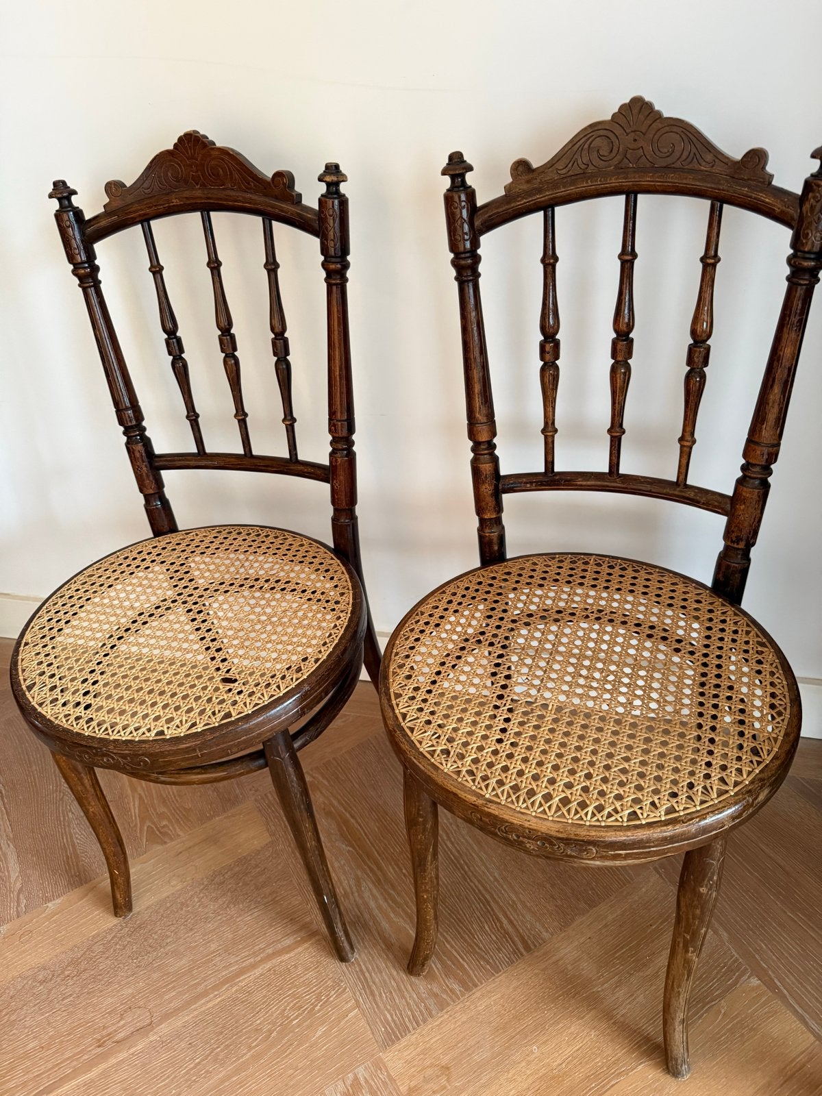 Antieke Thonet stoelen met rieten zitting (set van 2), Antiek en Kunst, Antiek | Meubels | Stoelen en Banken, Ophalen