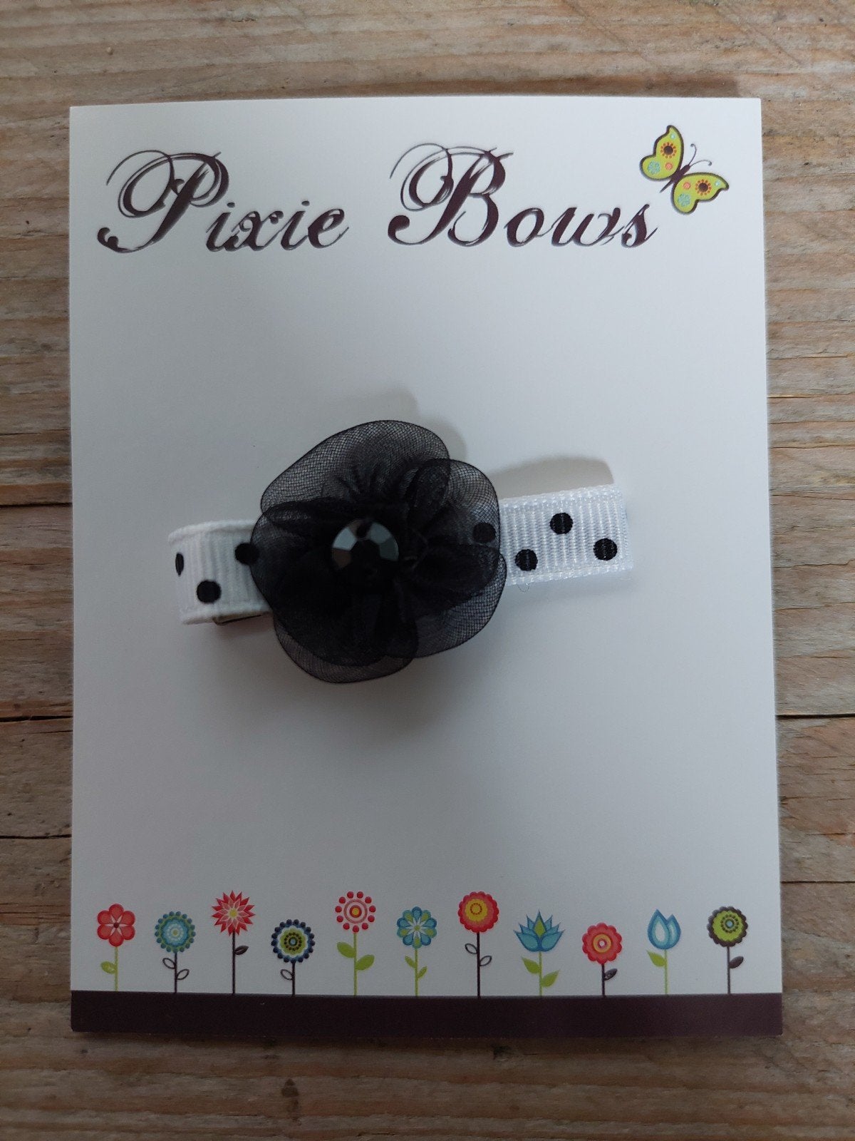 Pixie Bows Haarclipje Zwart/Wit - 5 cm, Ophalen of Verzenden, Nieuw