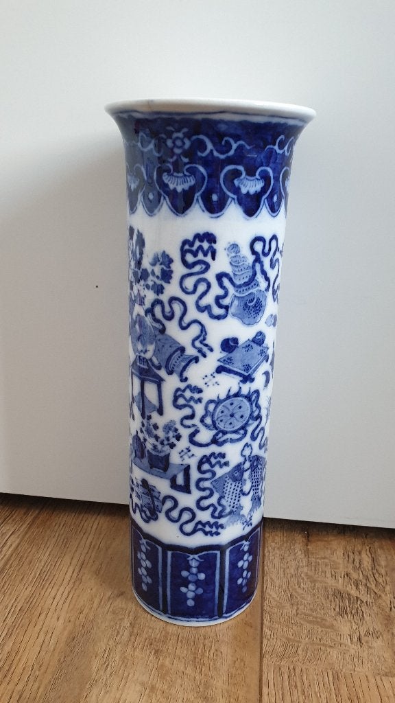 Mooie grote vaas, Huis en Inrichting, Woonaccessoires | Vazen, Blauw, Ophalen of Verzenden, Minder dan 50 cm, Glas