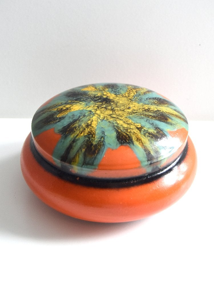 Koude lak dekseldoos / pot met deksel (jaren '30), Antiek en Kunst, Antiek | Keramiek en Aardewerk, Ophalen of Verzenden