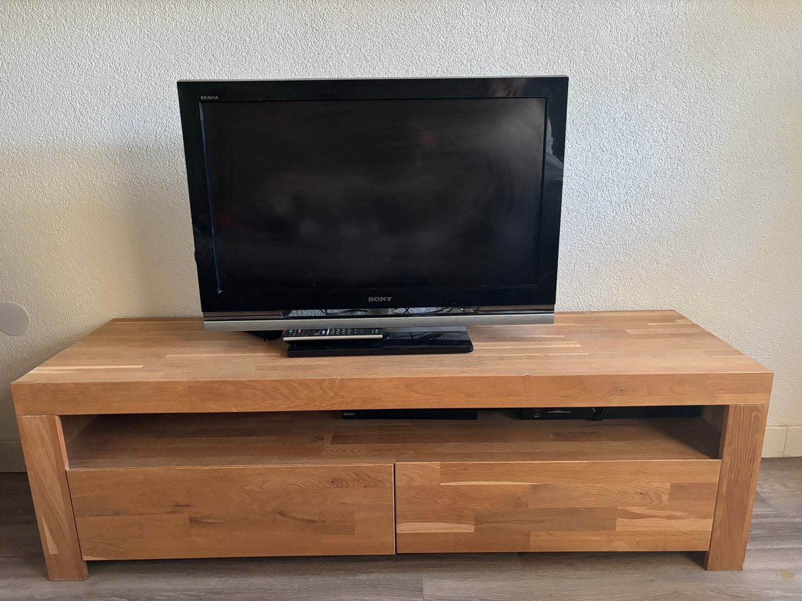 Tv meubel eiken, Ophalen, 150 tot 200 cm, Eikenhout, Zo goed als nieuw