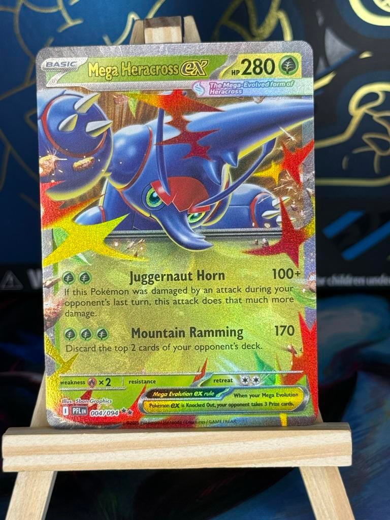Mega Heracross EX 004/094 PFL, Ophalen of Verzenden, Zo goed als nieuw, Losse kaart, Foil