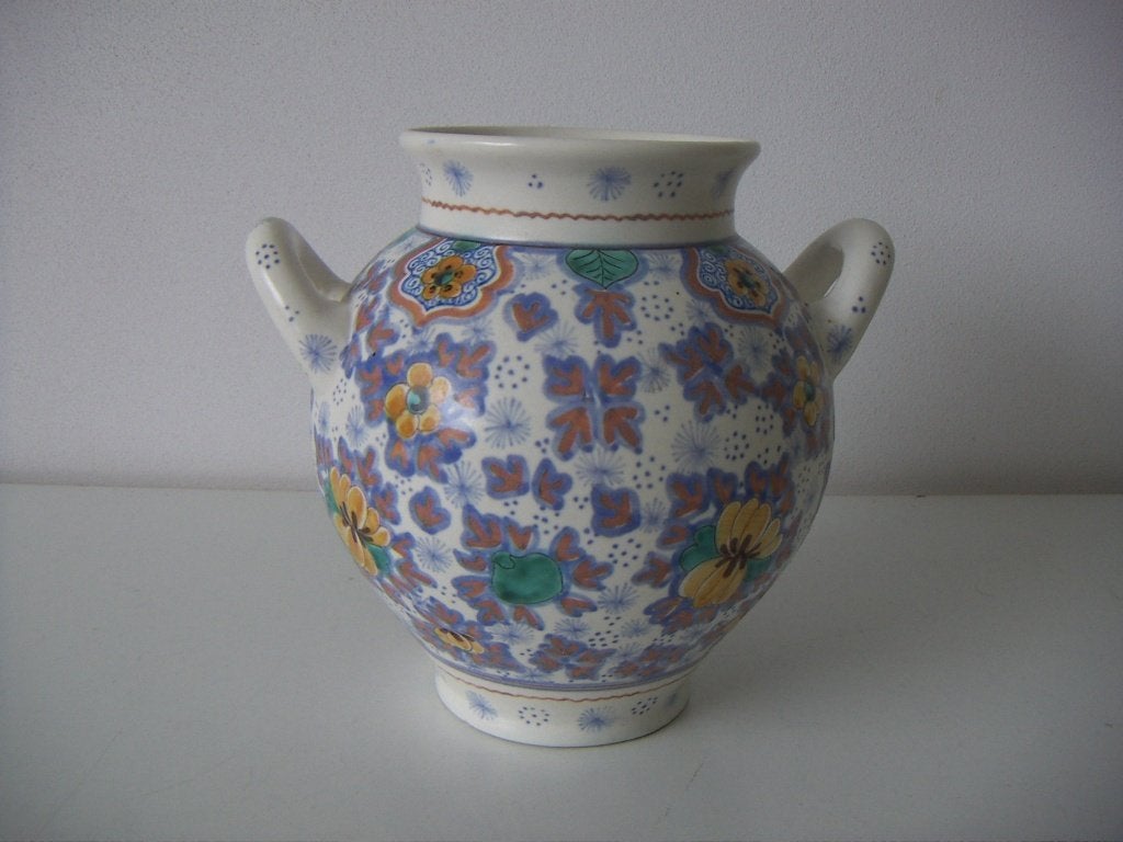 Zuid Holland Gouda plateel keramiek vaas jr.1918. Dec. Nizza, Antiek en Kunst, Antiek | Keramiek en Aardewerk, Ophalen of Verzenden