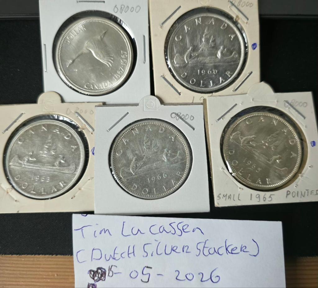 5x 1 dollar canada zilver, Postzegels en Munten, Munten | Amerika, Verzenden, Noord-Amerika, Setje, Zilver