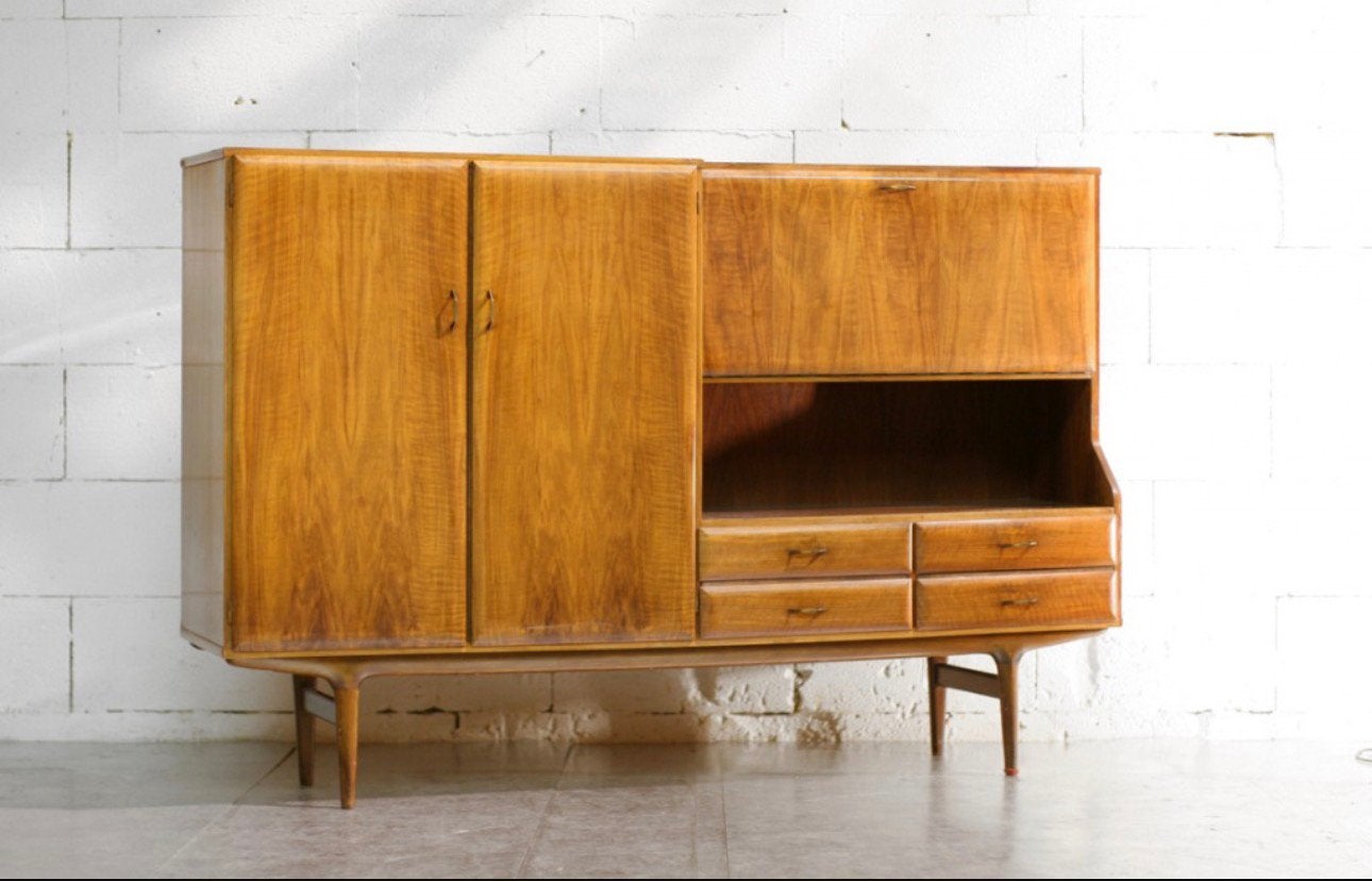 Pastoe Highboard / dressoir Cees Braakman (jaren ‘50 / ‘60), Ophalen, Overige typen, Meerkleurig, Hout