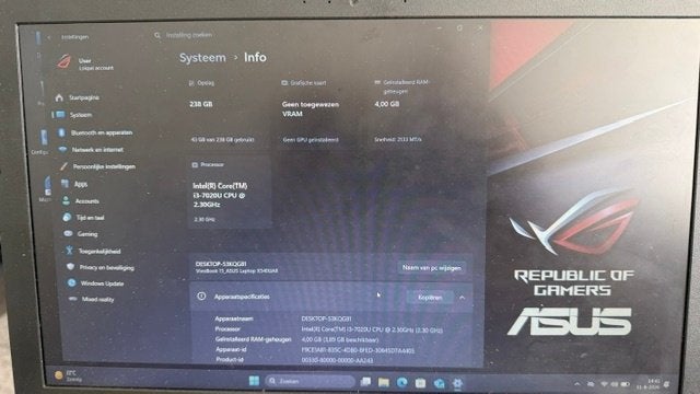 Asus 15,6" Laptop R540U, 2 tot 3 Ghz, ASUS, Ophalen of Verzenden, SSD