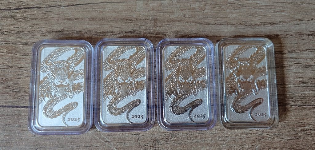 4x 1 oz Perth Mint Rectangle Dragon 2025, Verzenden, Zilver
