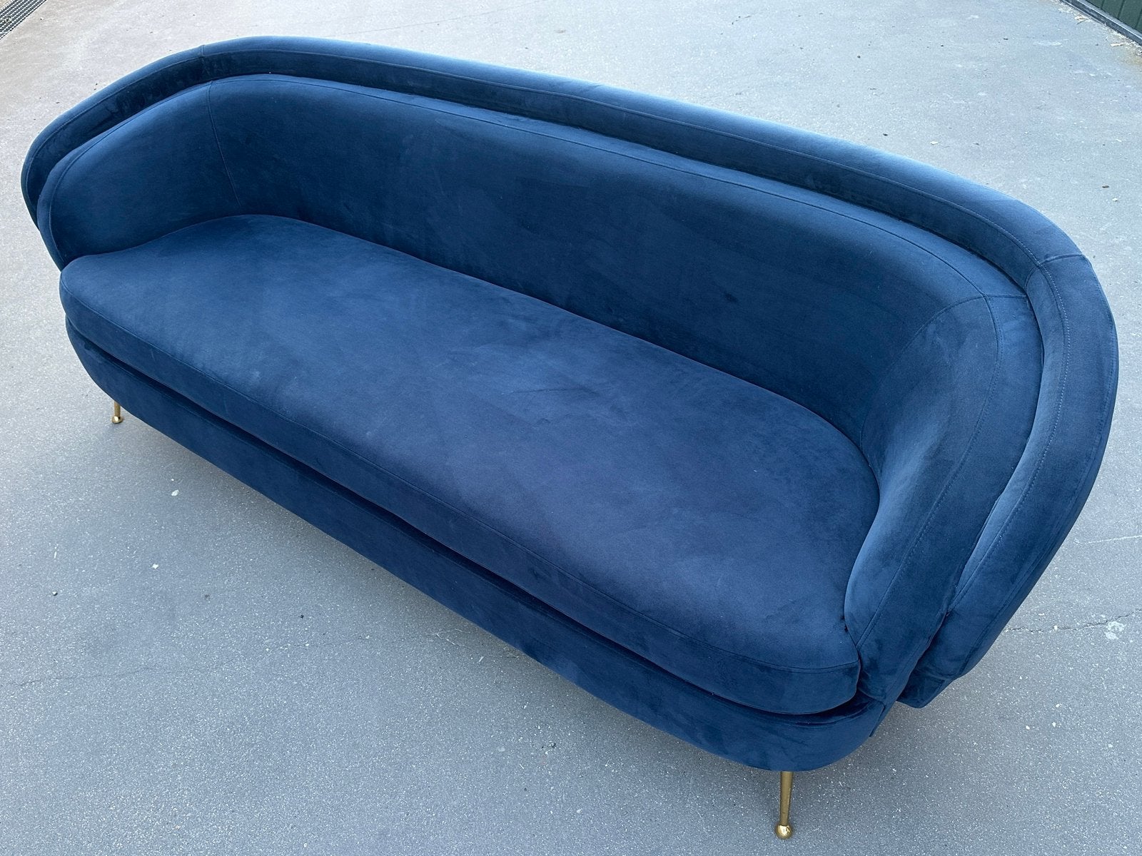 Eichholtz Sofa Orion — Savona midnight blue velours, -, Eicholtz, -, Driepersoons