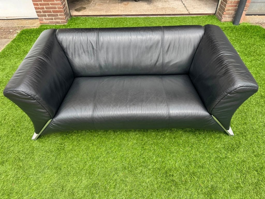 Bankstel ROLF BENZ 322 design banken zwart/blauwe leer, Gebruikt, Hout, Geen, Pahest@hotmail.nl