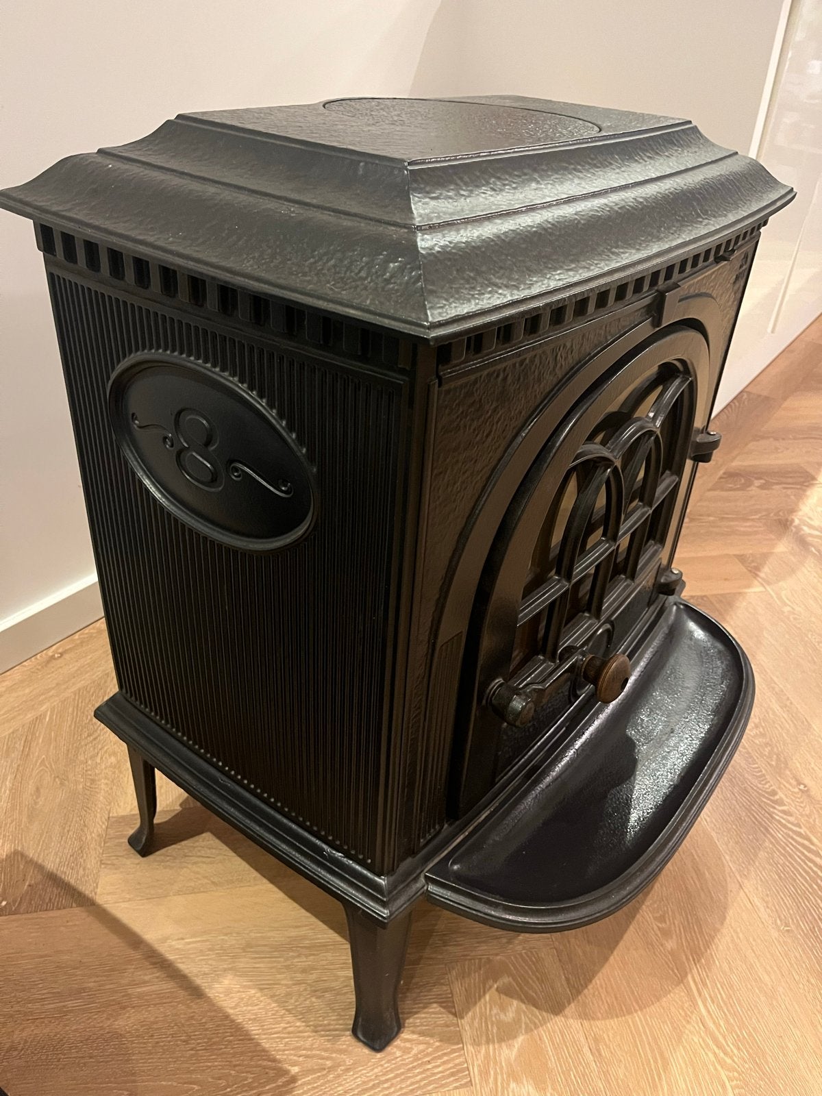 Jotul F8 Houtkachel - Goede Staat, Blue Black Emaille, Ophalen, Gebruikt, Vrijstaande haard, Houthaard