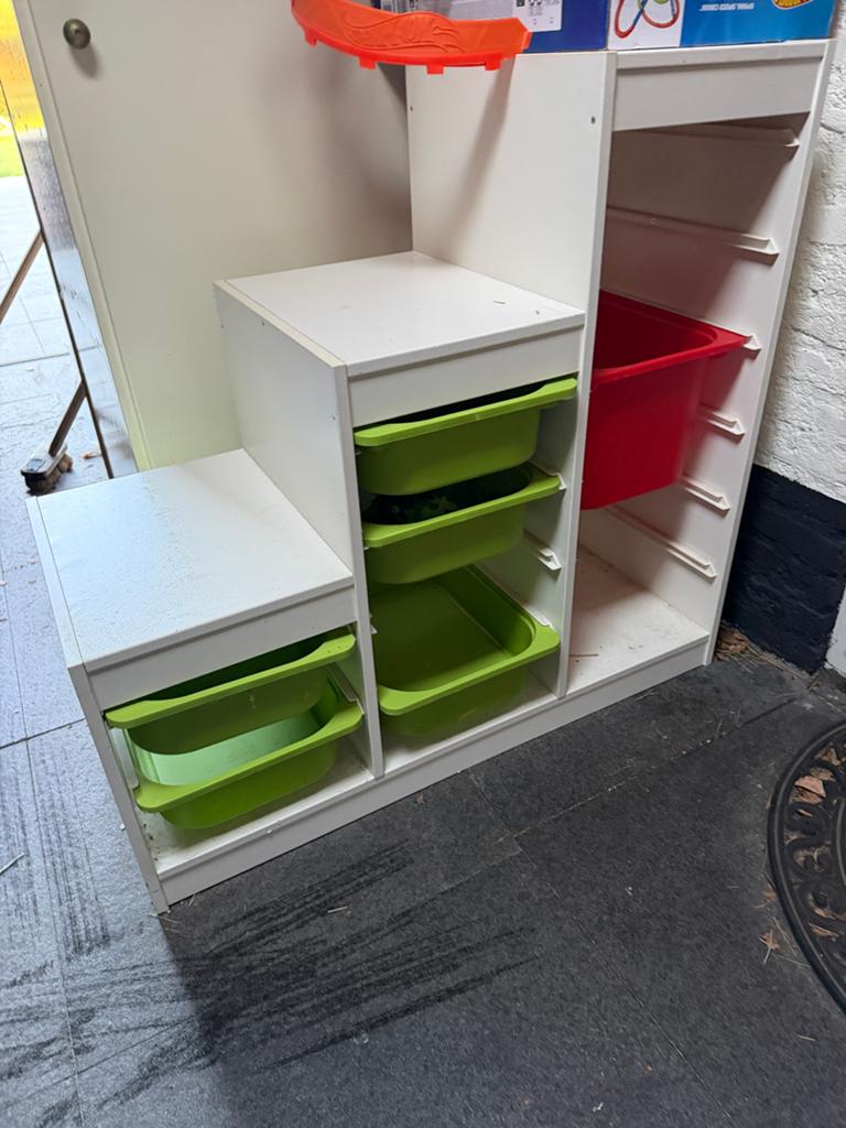 IKEA Trofast trappenkast met 5 groene bakken, Ophalen, Gebruikt, Kast, 75 tot 100 cm