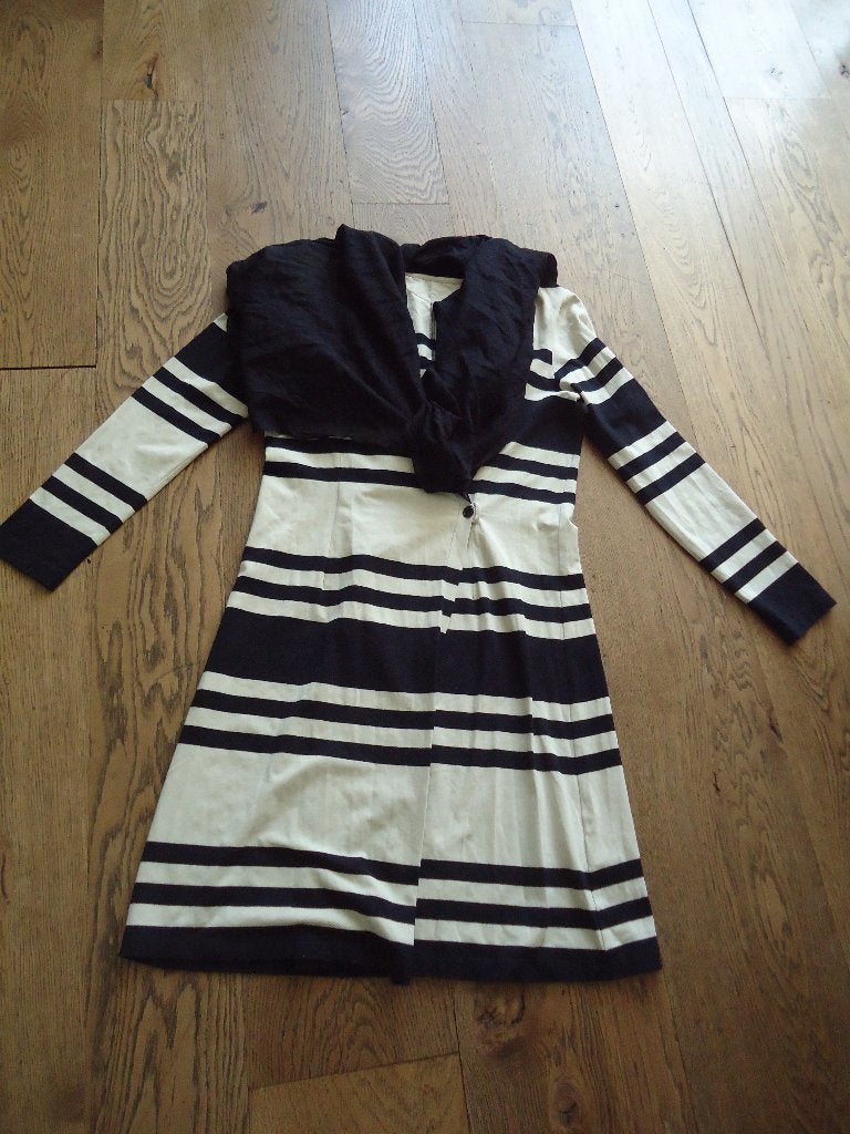 Beige/zwarte Stroke jurkje/jas maat XL, Beige, Maat 42/44 (L), Ophalen of Verzenden, Zo goed als nieuw