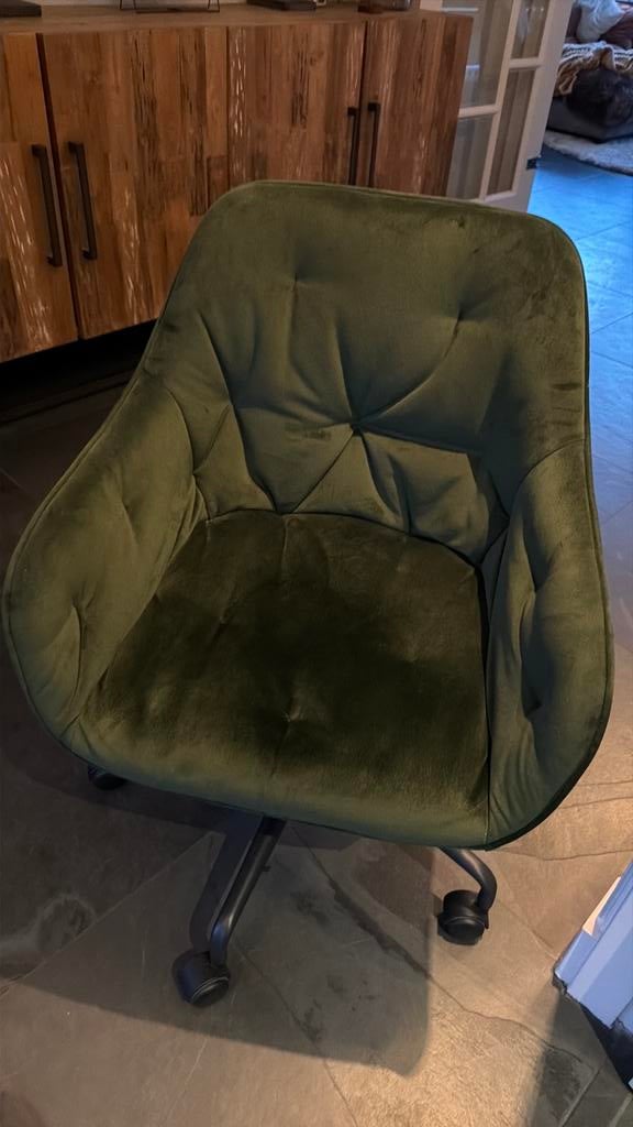 groene velvet bureaustoel, Huis en Inrichting, Bureaustoelen, Ophalen of Verzenden, Zo goed als nieuw, Groen
