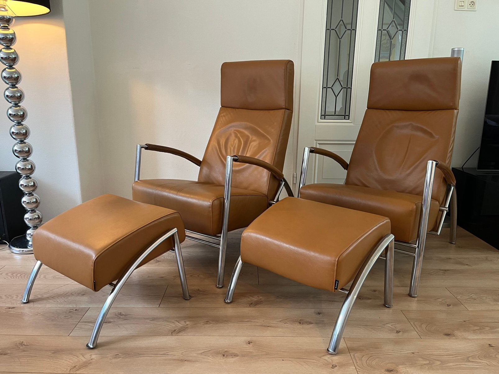Harvink 2 Fauteuils+Hockers De Club Relax IGST Prijs pst, Gebruikt, Design, 75 tot 100 cm, Ophalen of Verzenden