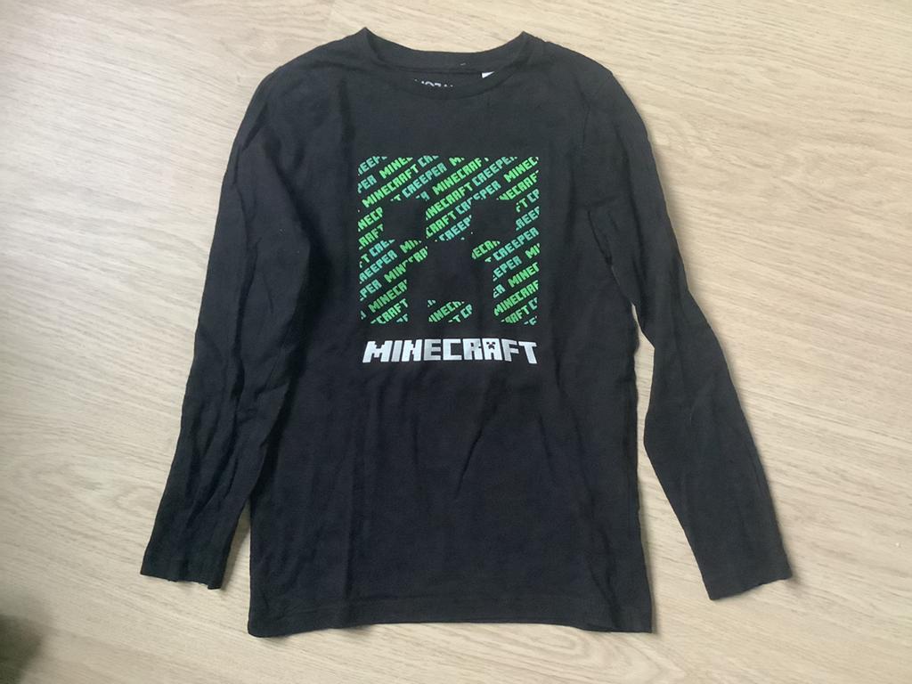 stoere zwarte longsleeve van Minecraf maat 134-140, Kinderen en Baby's, Kinderkleding | Maat 134, Ophalen of Verzenden, Zo goed als nieuw