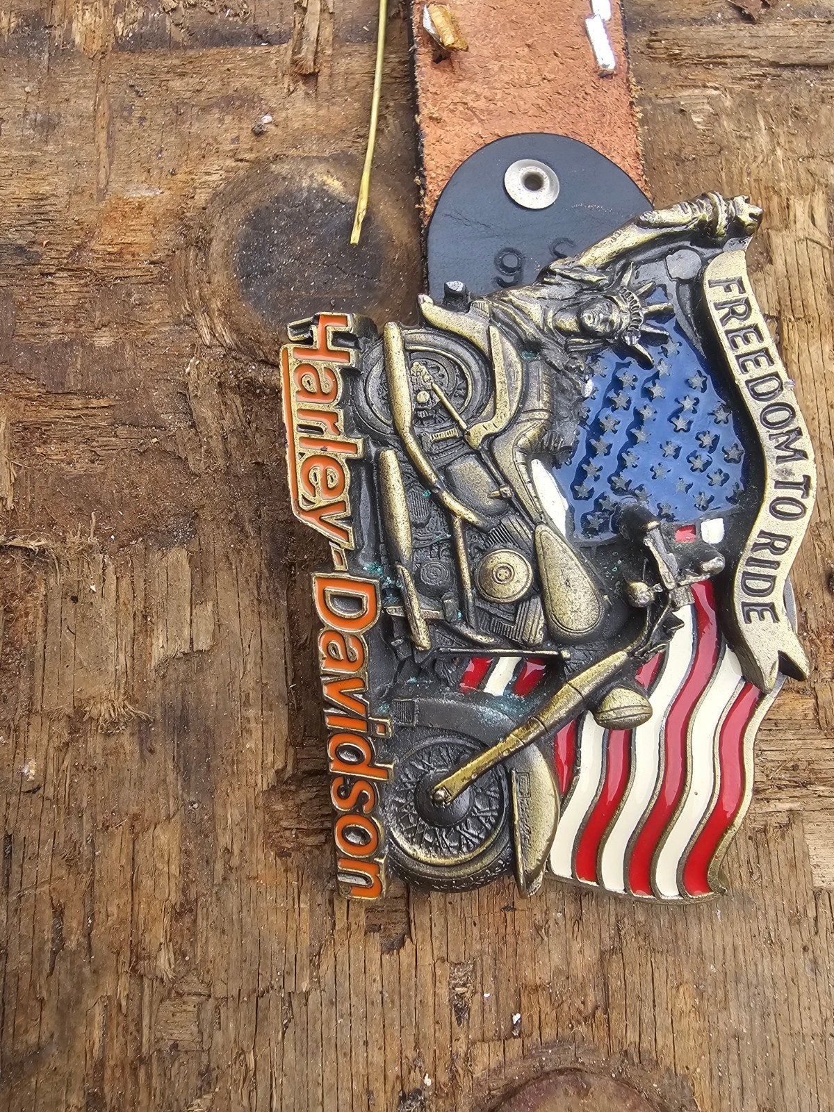 Vintage Harley-Davidson Riem met Buckle - Freedom to Ride, Kleding | Heren, Riemen en Ceinturen, Bruin, Echt leder, Ophalen of Verzenden