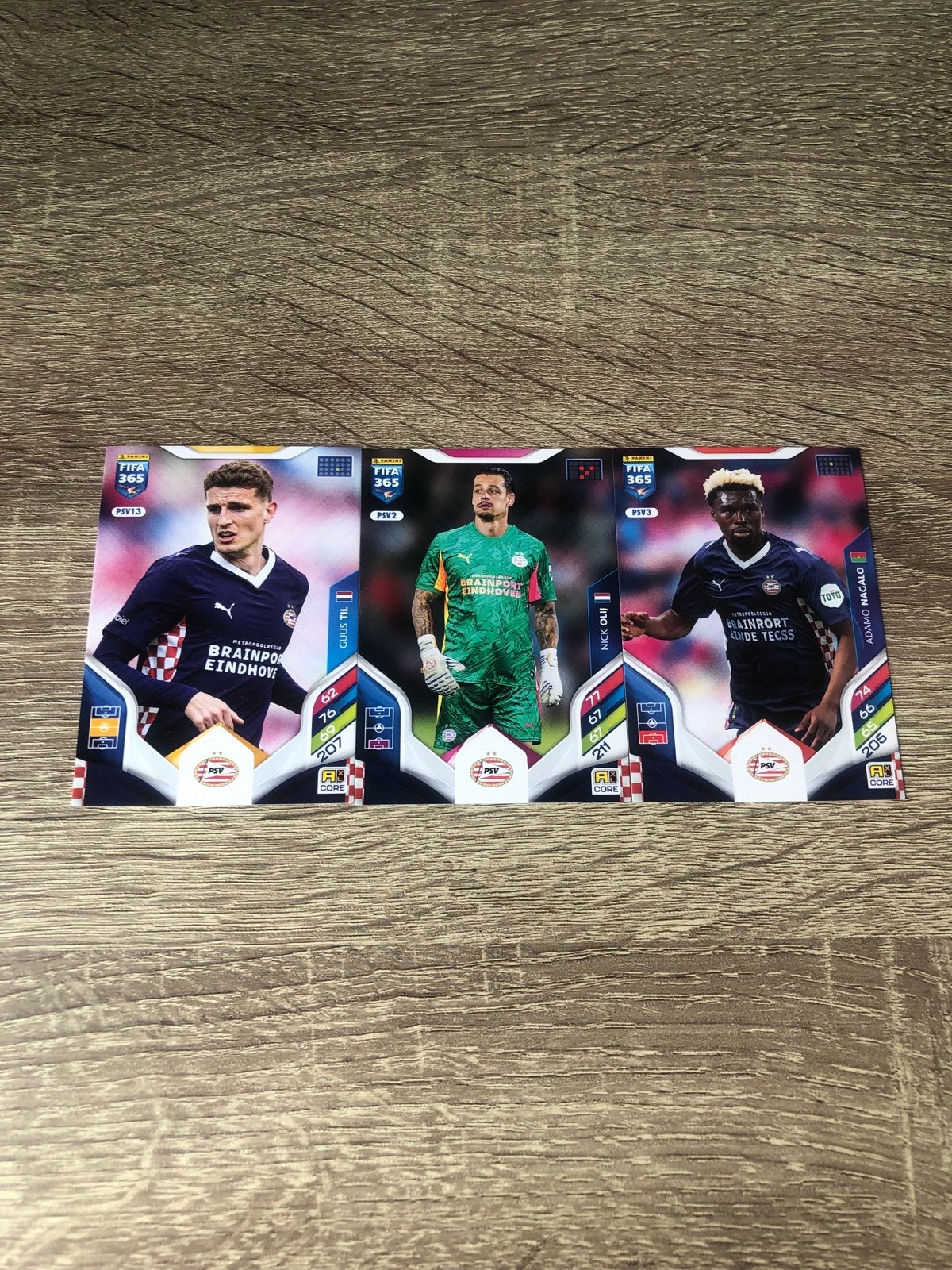PSV Voetbalkaarten: Guus Til, Adamo Nagalo, Nick Olij, Verzenden, Zo goed als nieuw, PSV, Spelerskaart