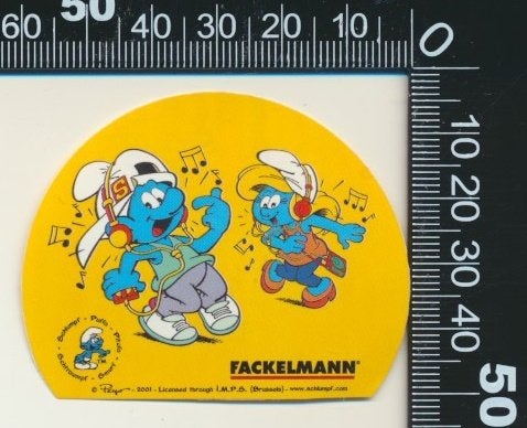 Sticker: Fackelmann - Smurfen, Ophalen of Verzenden, Zo goed als nieuw, Strip of Tekenfilm