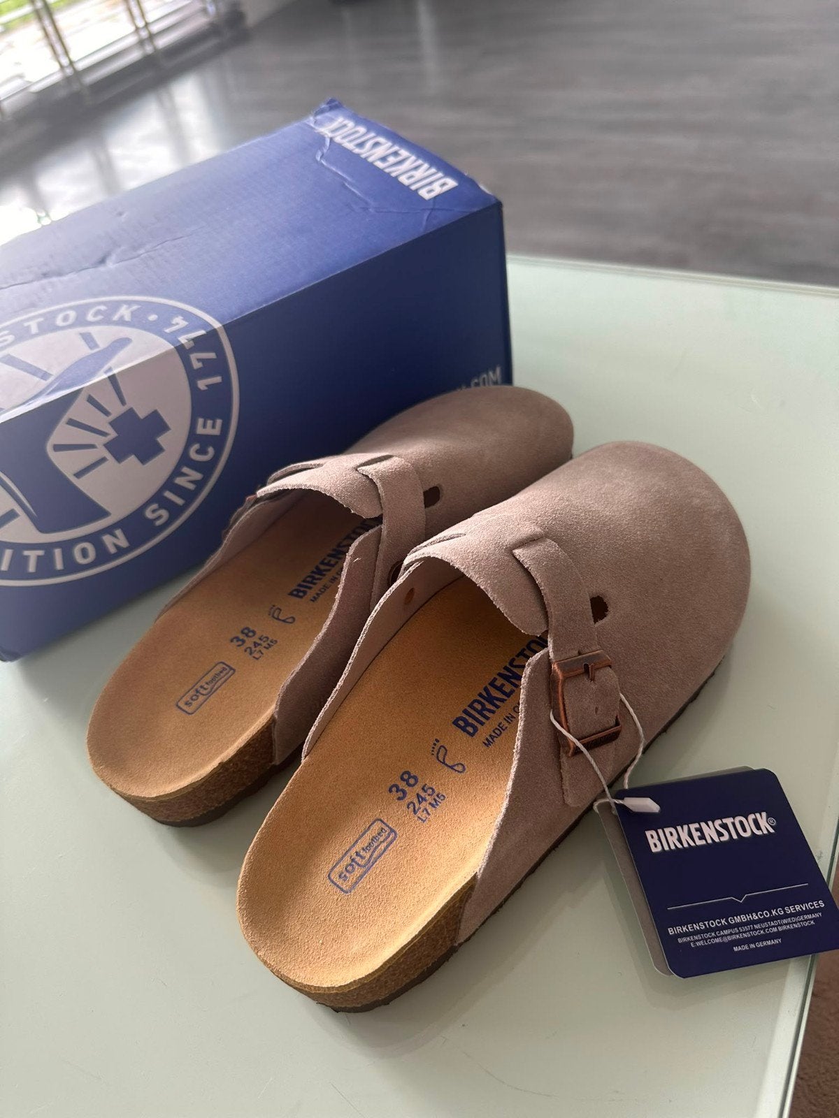 Mooie nieuwe Birkenstock Boston  maat 38, Ophalen of Verzenden, Nieuw, Beige, Sandalen of Muiltjes