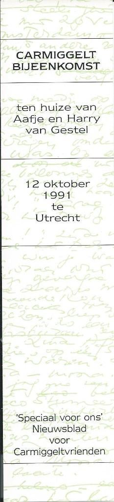Boekenlegger Simon Carmiggelt Bijeenkomst 12-10-1991., Verzamelen, Ophalen of Verzenden, Nieuw, Overige onderwerpen