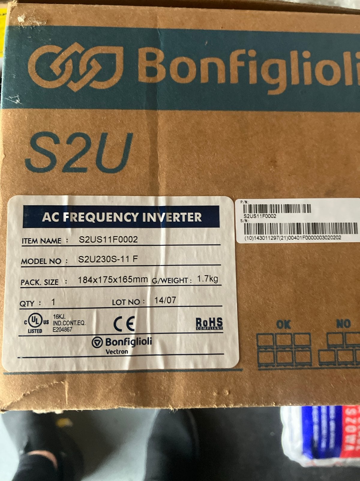 Bonfiglioli S2U AC Frequentie Omvormer S2US11F0002, Ophalen of Verzenden