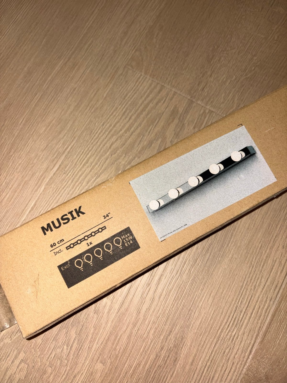 Nieuwe IKEA MUSIK wandlamp - 60 cm, E14 fitting, Metaal, E14 (klein), Nieuw, Zilver