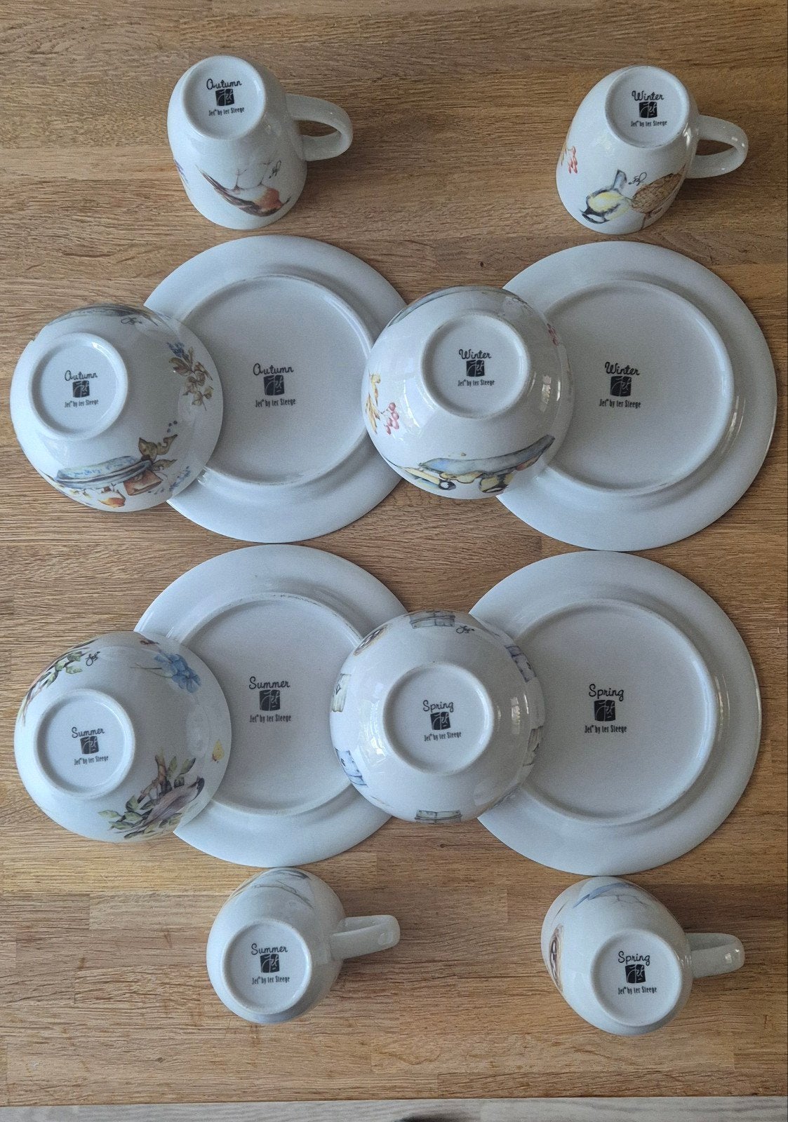 Jet by Ter Steege servies met vogelprint - 12-delig, Landelijk/Boerenbont, Ophalen of Verzenden, Zo goed als nieuw, Compleet servies