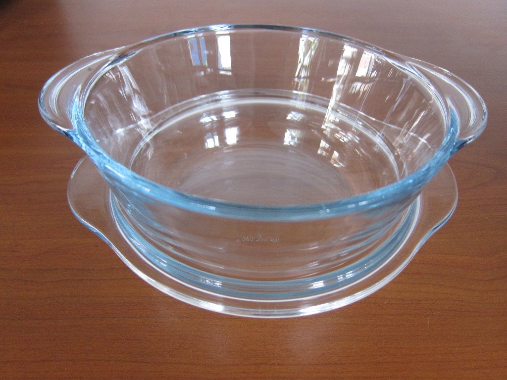 Ronde glazen ovenschaal met deksel, Overige typen, Ophalen, Gebruikt, Glas