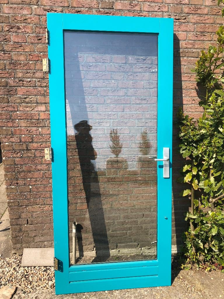 |Hardhouten buitendeur| balkondeur| dubbelglas| 211,5X93,5}, Doe-het-zelf en Verbouw, Deuren en Horren, Ophalen, Gebruikt, 80 tot 100 cm
