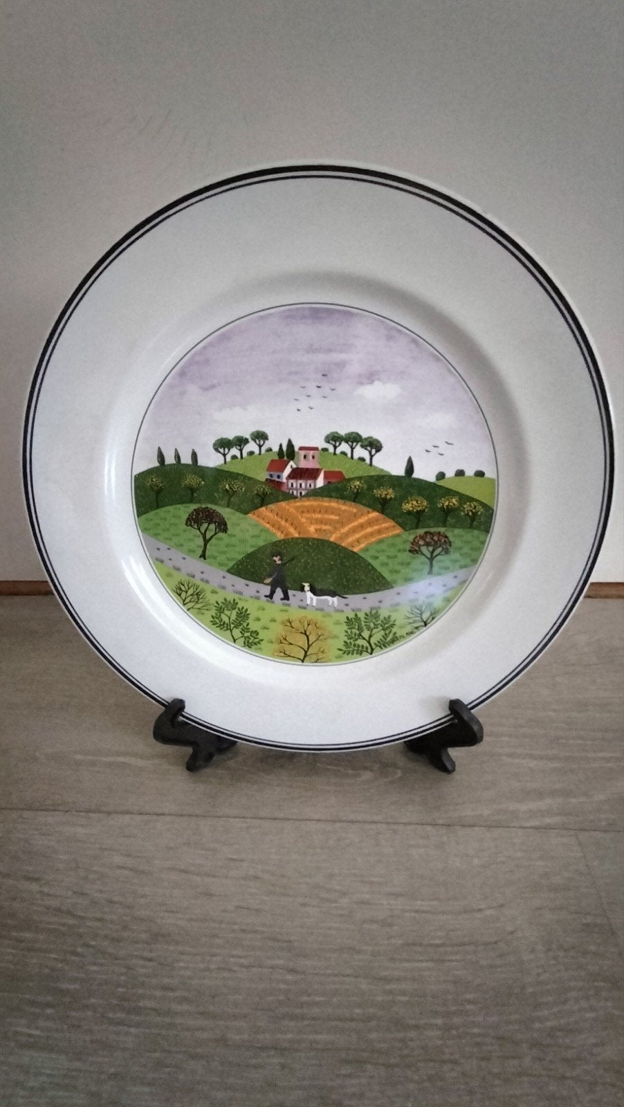 Villeroy & Boch,    porselein bord "Hunter/dog" groot: 27 cm, Ophalen of Verzenden