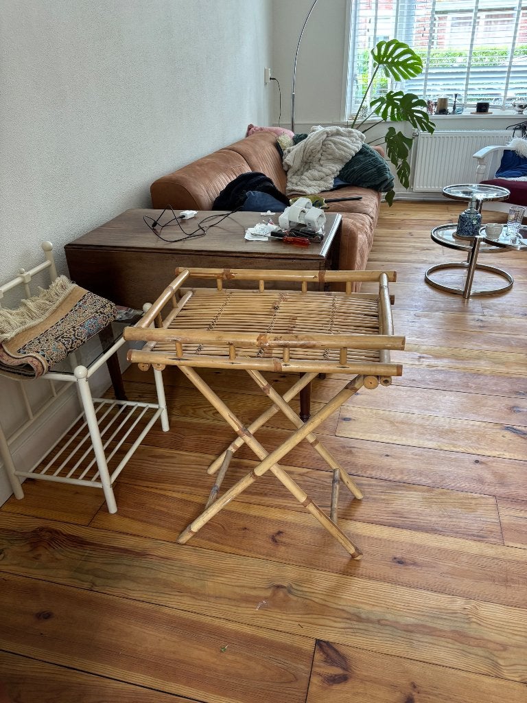 Bijzet tafeltje rotan, Ophalen, Gebruikt, 55 tot 75 cm, 60 cm of meer