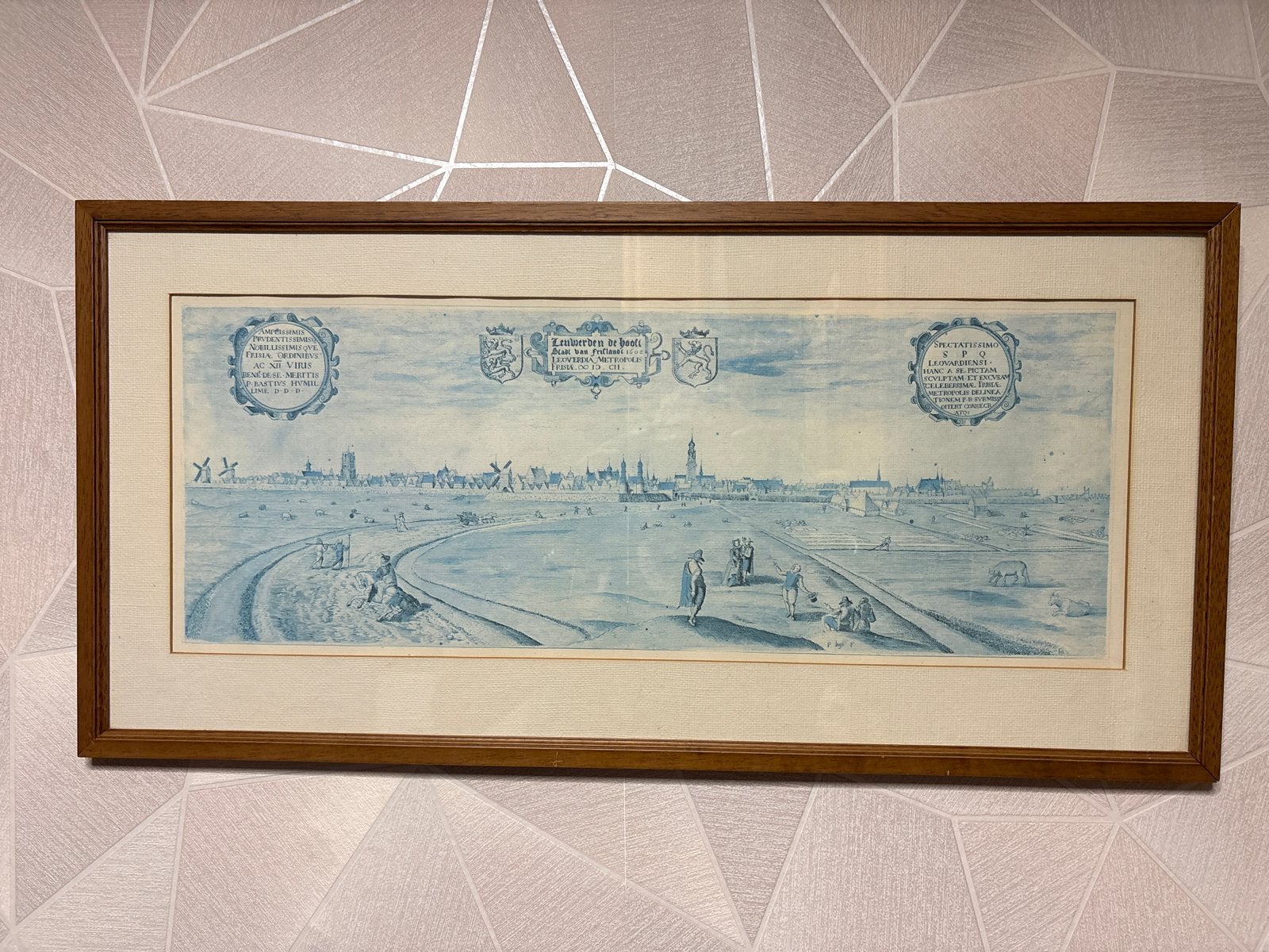 Historisch stadsgezicht schilderij, Antiek en Kunst, Kunst | Schilderijen | Klassiek, Ophalen, Klassiek, Print, Ingelijst