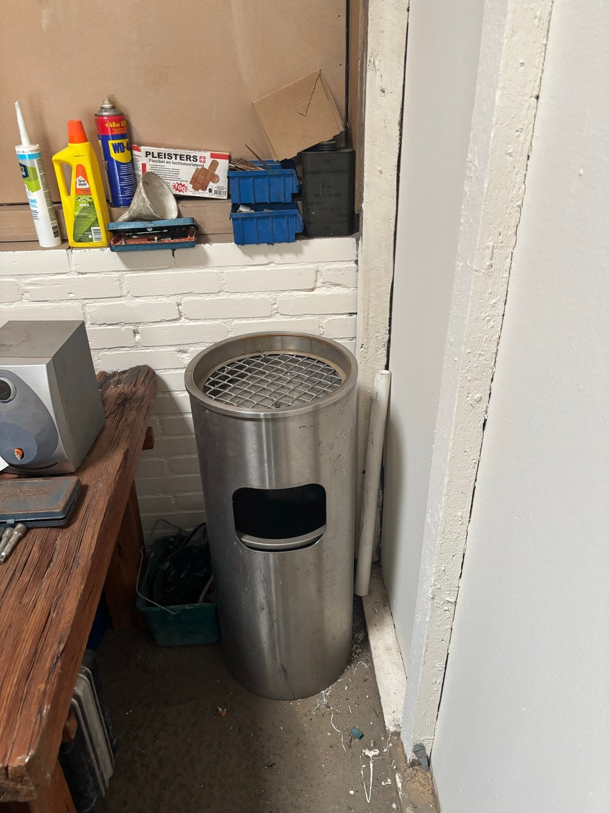 Staande RVS Asbak - Duurzaam en Stijlvol, Ophalen, Gebruikt, Asbak