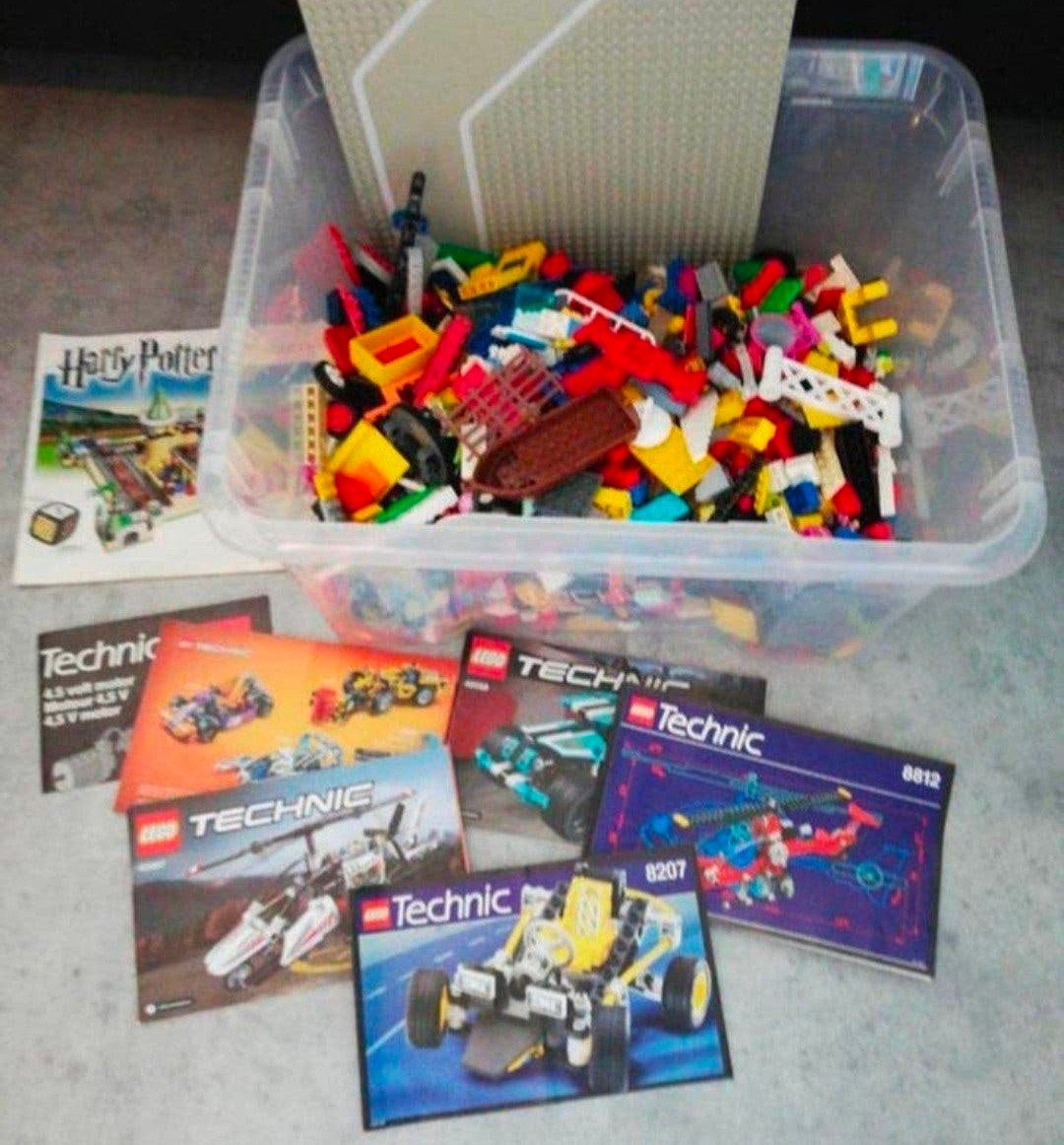 Grote krat diverse LEGO stenen met bouwboekjes, Gebruikt, Overige thema's, Lego, Ophalen of Verzenden