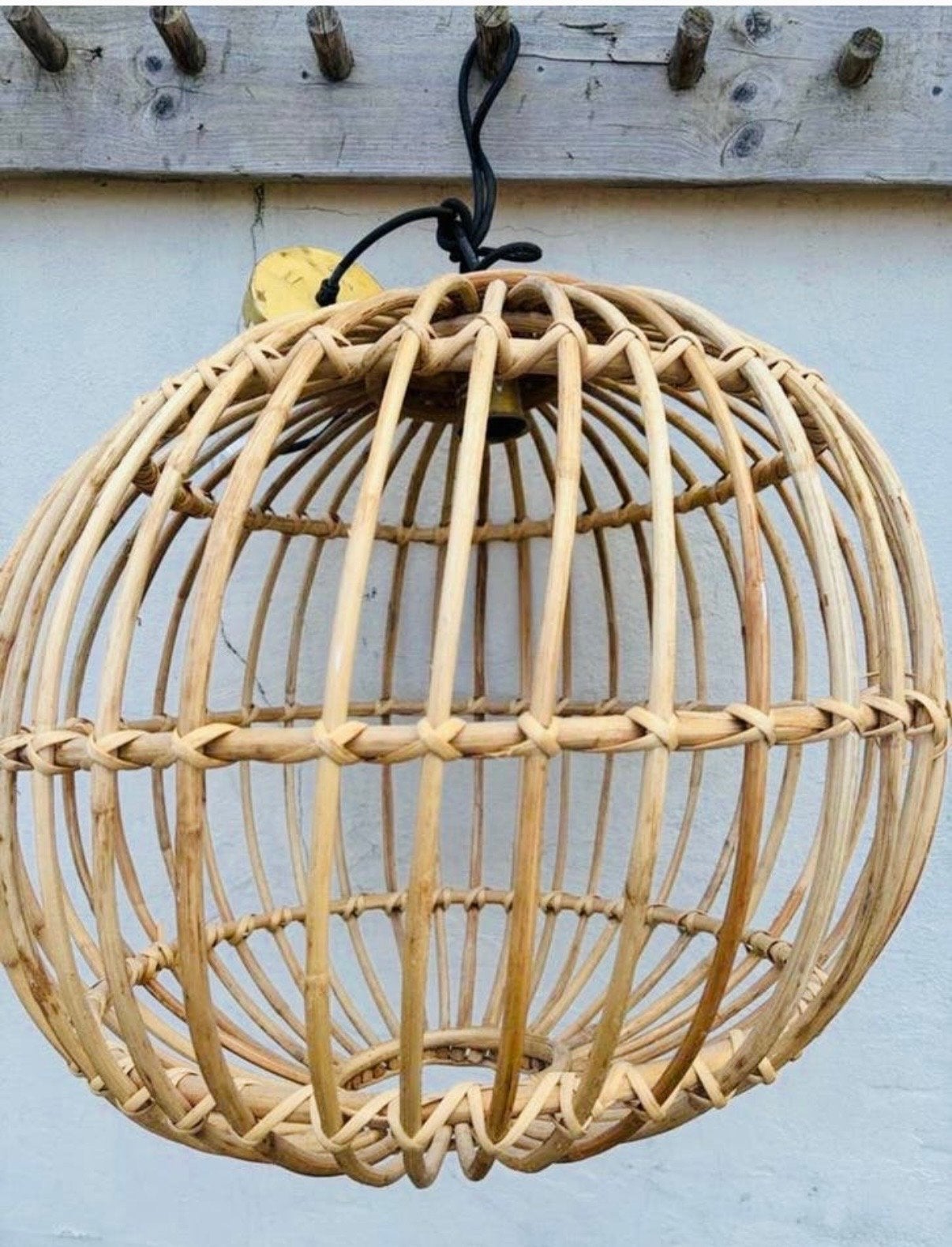 Ibiza Boho Rotan Lampenkap XL - Rond, Natuurlijk (60 cm), Hanglamp, Bruin, Natuurlijk materiaal, Rond