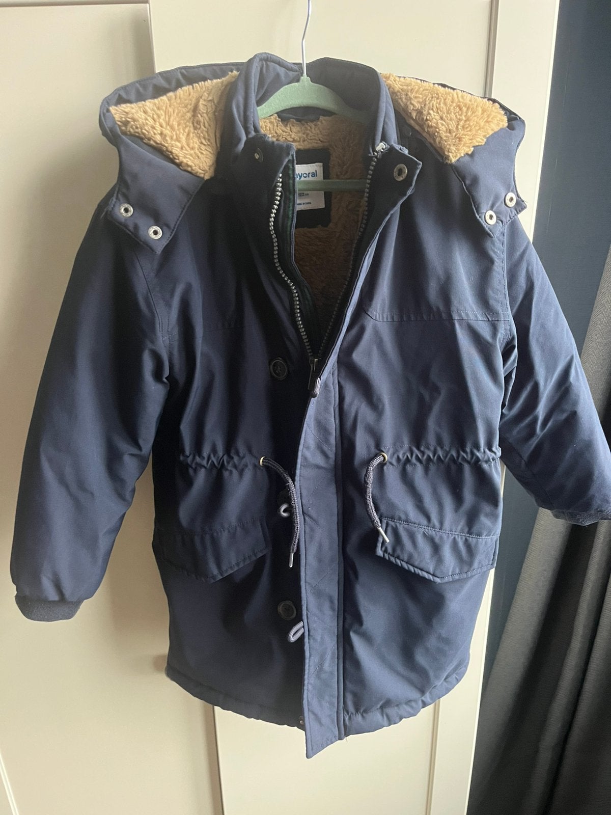 Mayoral winterjas, donkerblauw 122, Ophalen of Verzenden, Zo goed als nieuw, Jongen, Jas