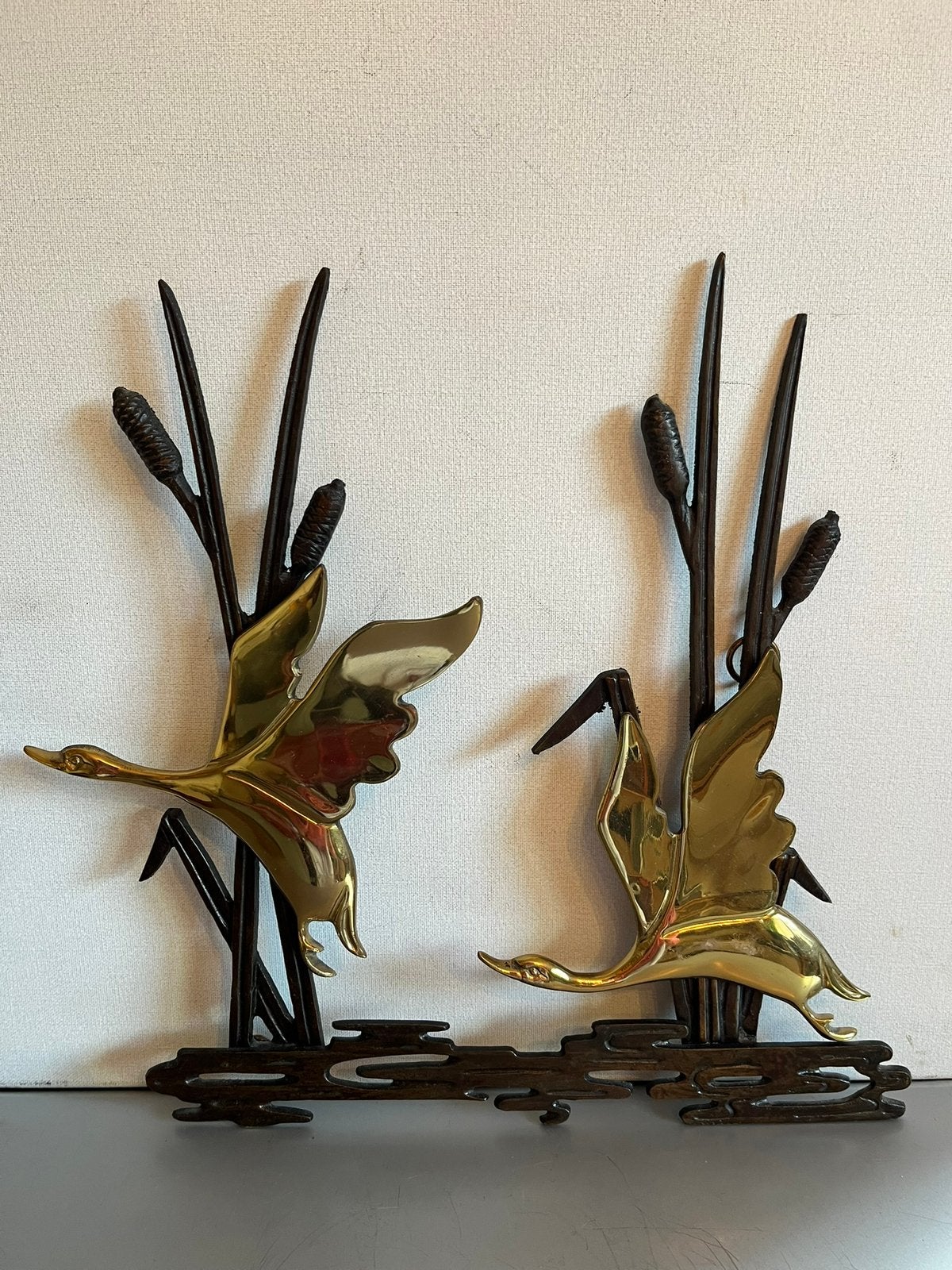 Vintage Messing Wanddecoratie Vogels, Ophalen of Verzenden
