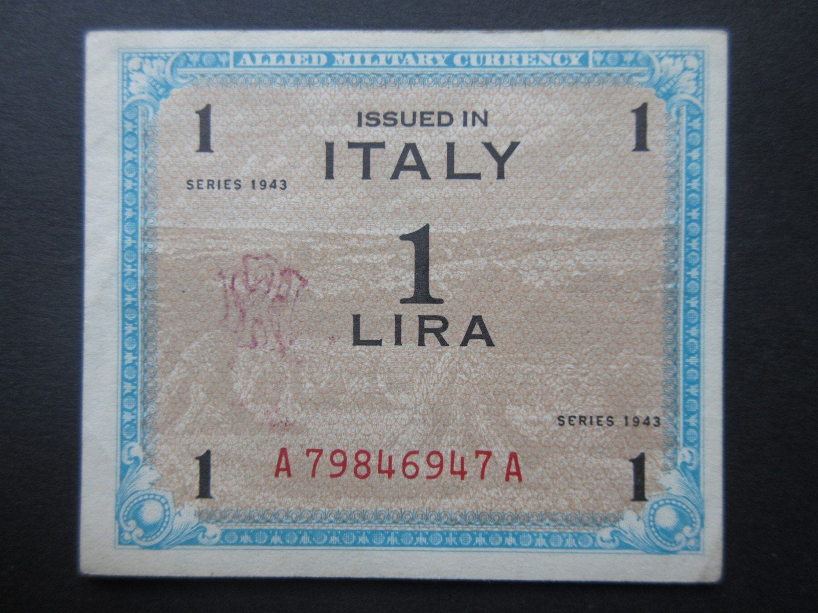 1 Lire 1943 Italië AMC p-M10a (03) WW2 UNC- STEMPEL, Verzenden, Italië, Los biljet