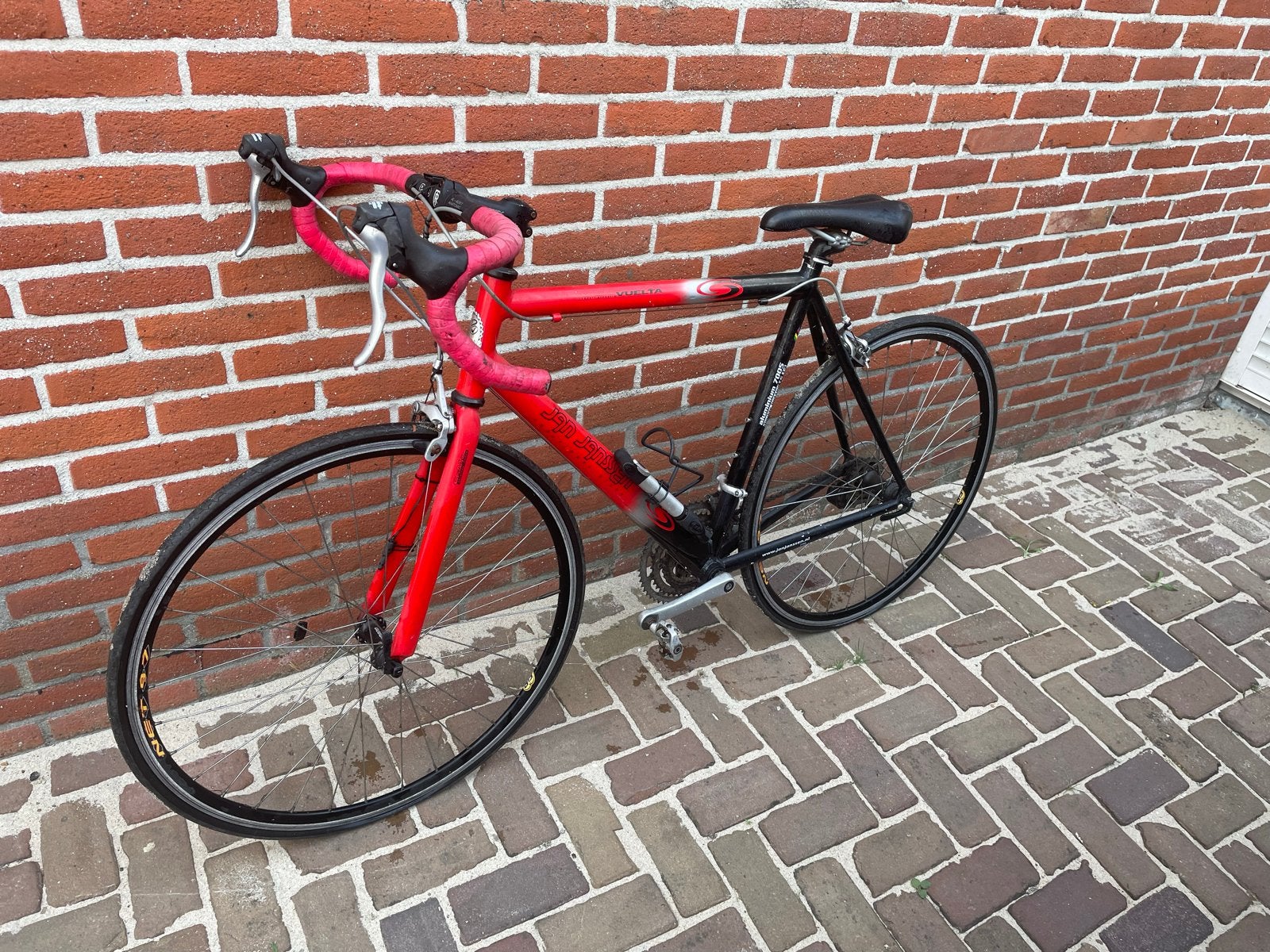 Jan Janssen racefiets - Rood/Zwart - Goede staat, 28 inch, Gebruikt, Aluminium, 15 tot 20 versnellingen