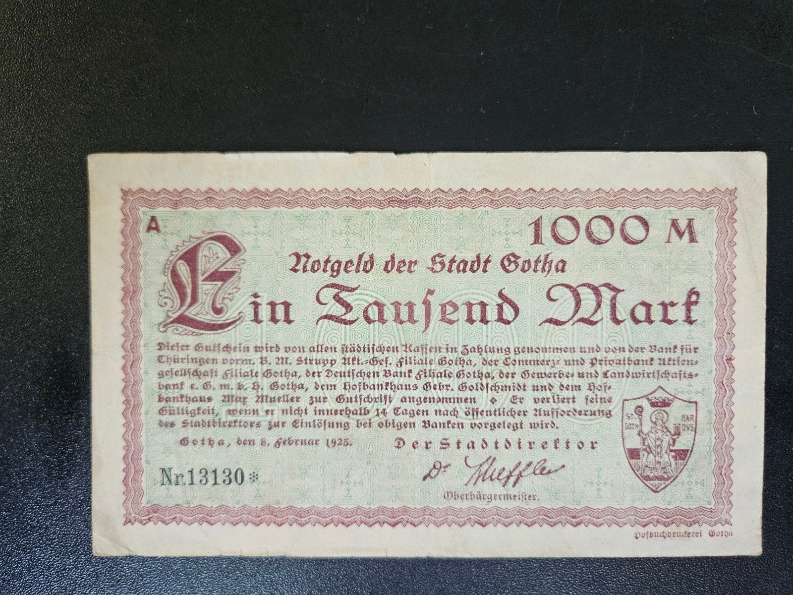 Duitsland Gotha Thüringen stadt Gotha 1923, Ophalen of Verzenden, Duitsland, Los biljet