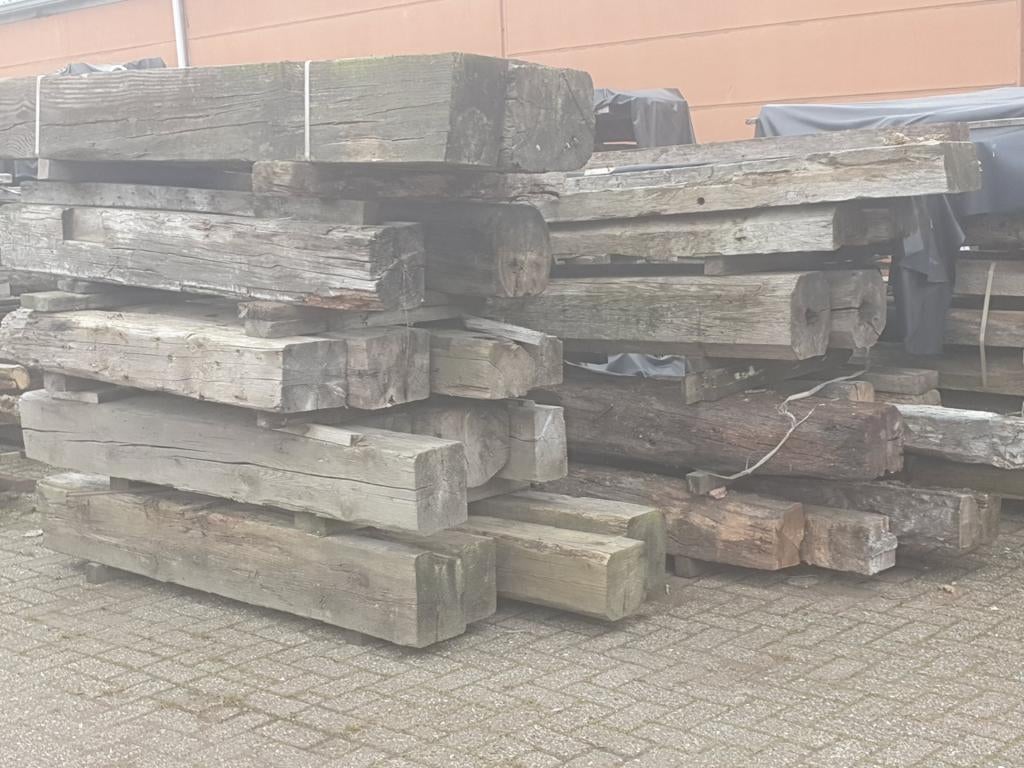 Oude houten balken - Diverse maten en houtsoorten, Ophalen, Gebruikt