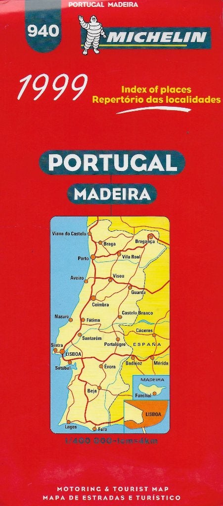 Plgr16: plattegrond portugal / madeira --michelin 1999, Gelezen, Spanje, Ophalen of Verzenden, Landkaart