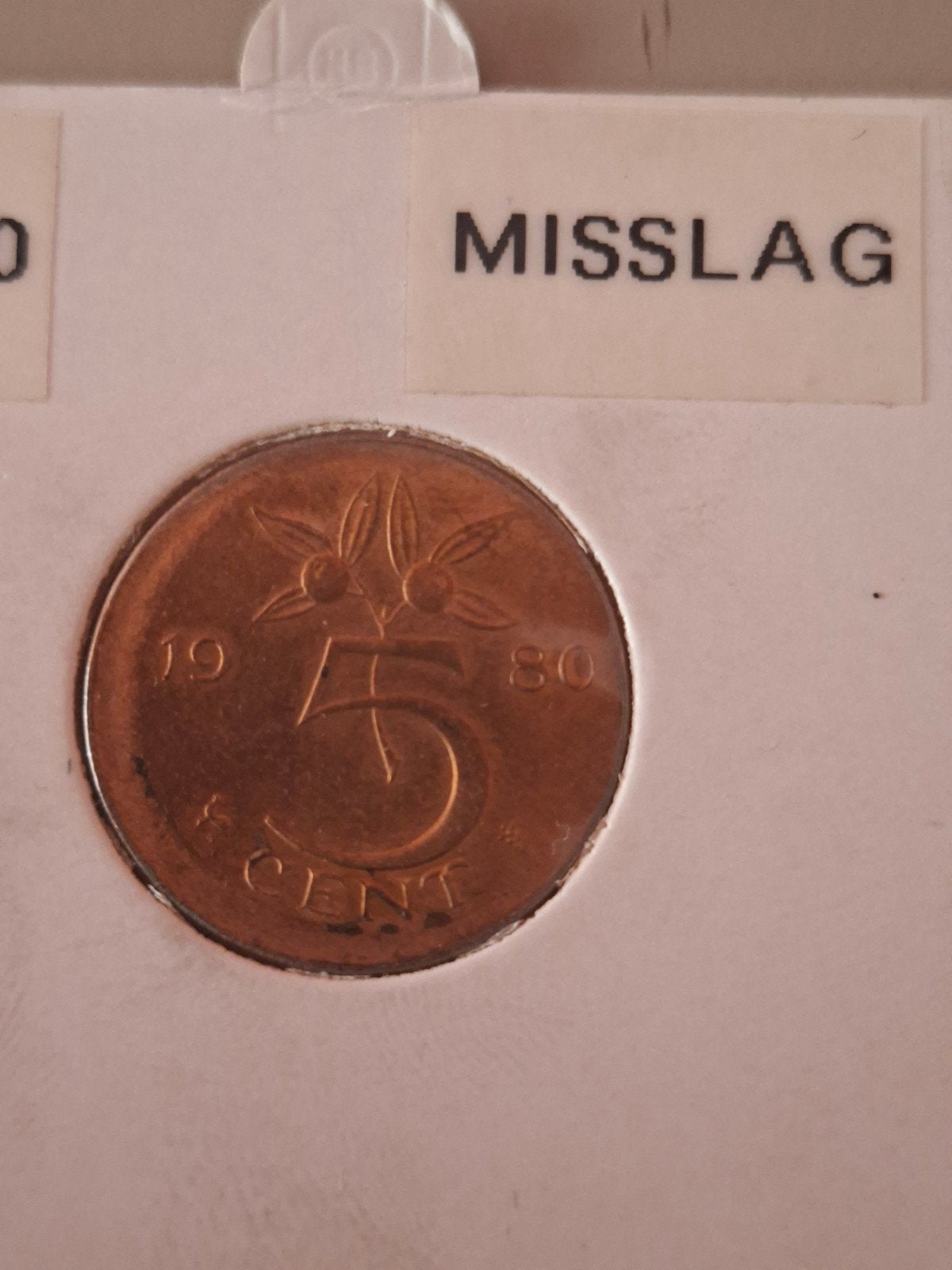 Misslag 5 cent 1980, Ophalen of Verzenden, Koningin Juliana, 5 cent, Losse munt