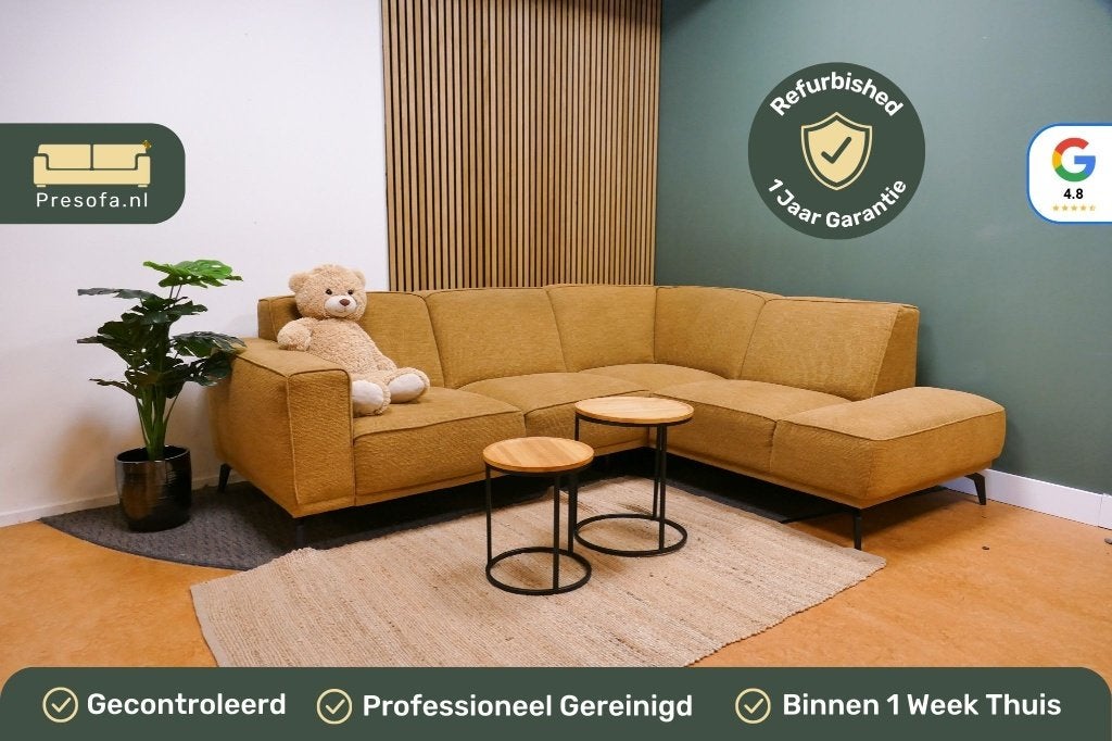 Kleine Hoekbank Geel [Refurbished], Huis en Inrichting, -, -, Hoekbank, Ophalen of Verzenden