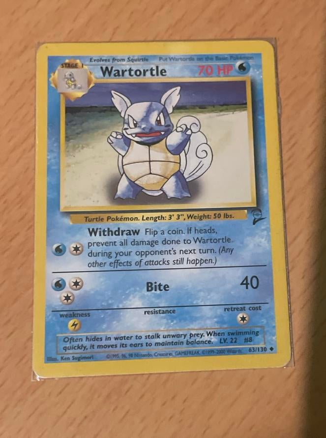 Pokémon Wartortle kaart 63/130, Ophalen of Verzenden, Gebruikt, Losse kaart