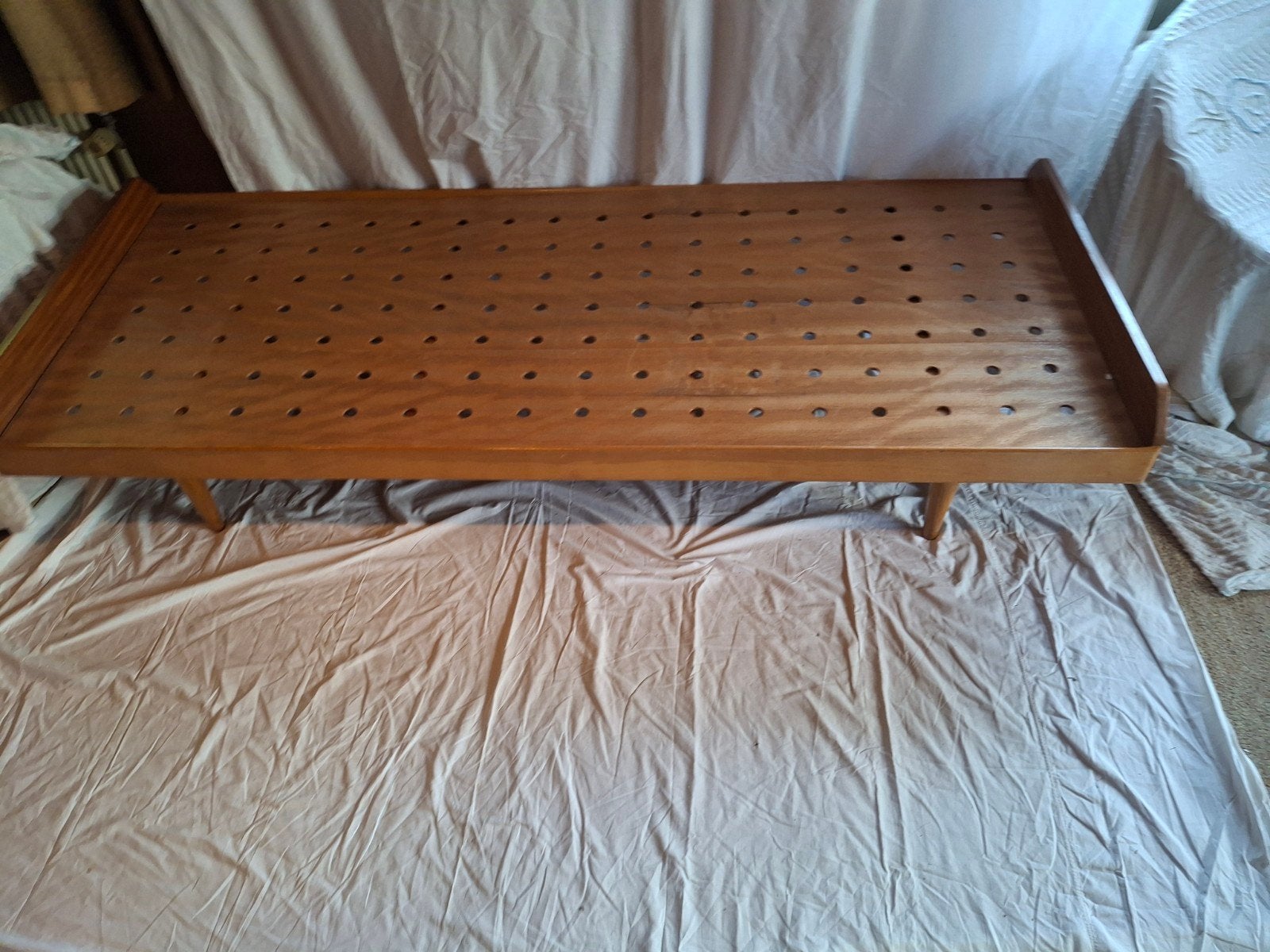 Vintage Mid-Century Daybed 1-persoons - Teak 2x, Ophalen, Gebruikt, Eenpersoons, Hout